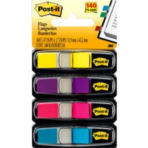 Highlighting Flags, Bright Colors, .47 in. Wide, 35 Flags/Dispenser, 4 Dispensers/Pack