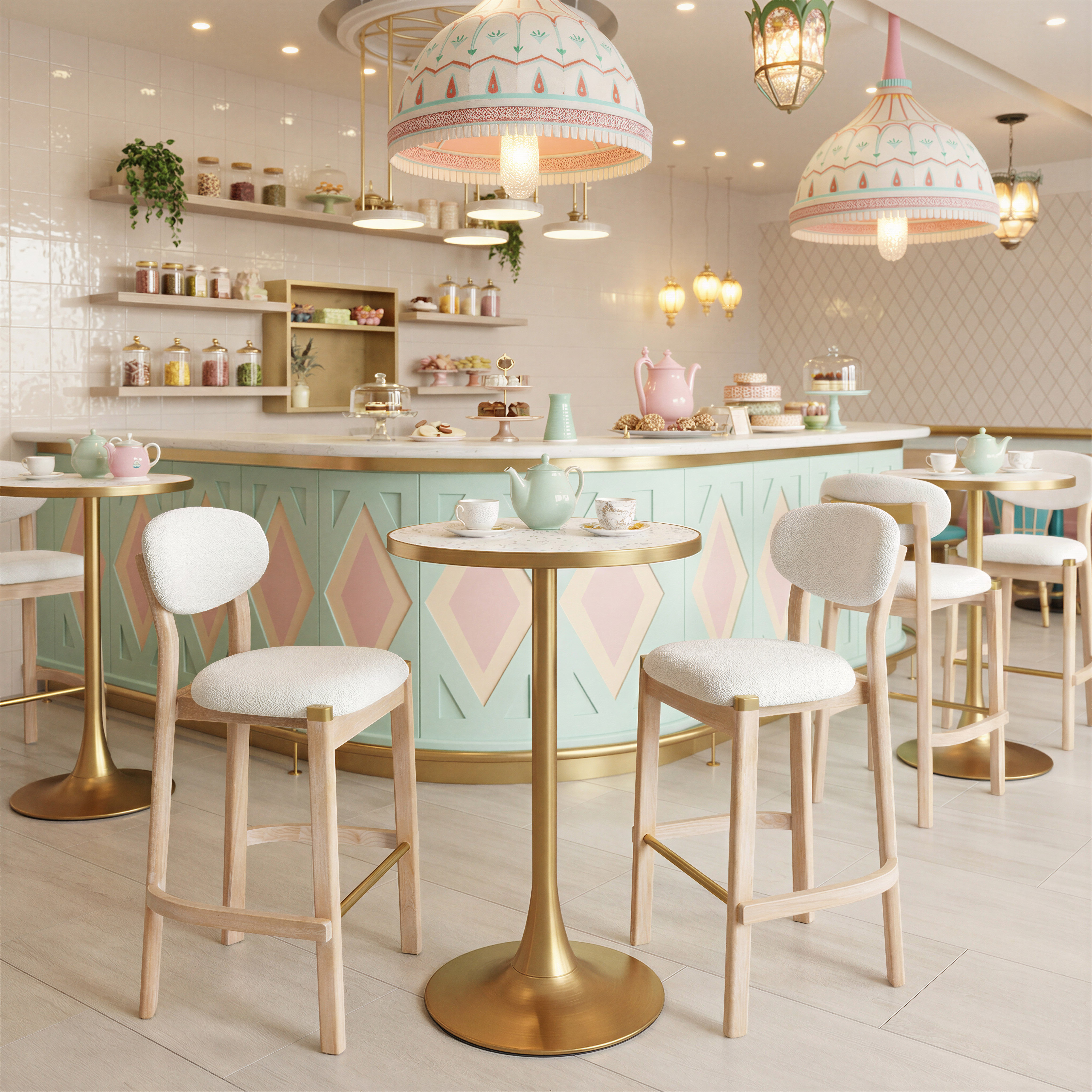 Bite Bar Table Beige & Gold product image