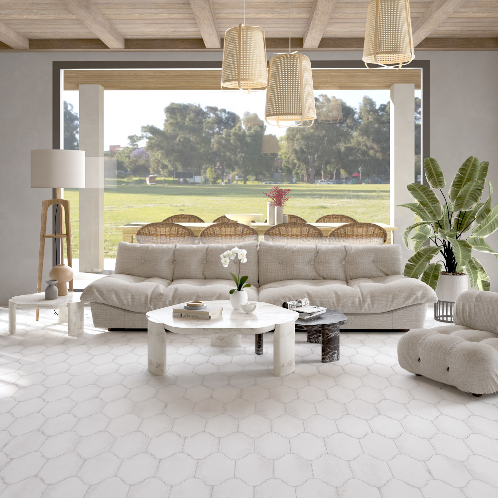 Alhama Provenzal White 6-1/4 in. x 12-3/4 in. Porcelain Floor and Wall Tile