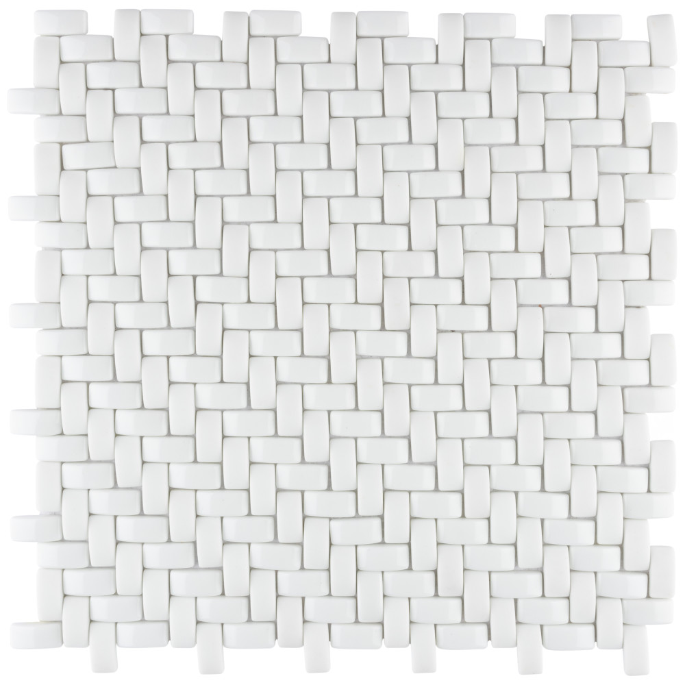 Expressions Weave White 12-1/4 in. x 12-1/4 in. Glass Mosaic Tile