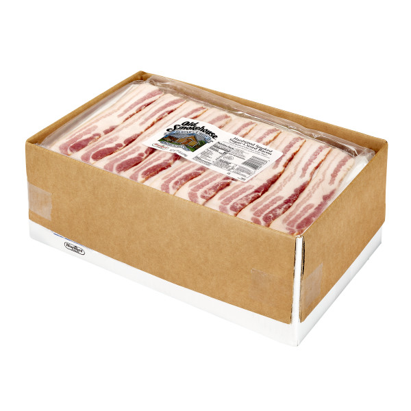 OLD SMOKEHOUSE(r) Bacon, Original, 9/13 slice, 2/10 lb . C1RM - Front Right Open Case (Hi Res)