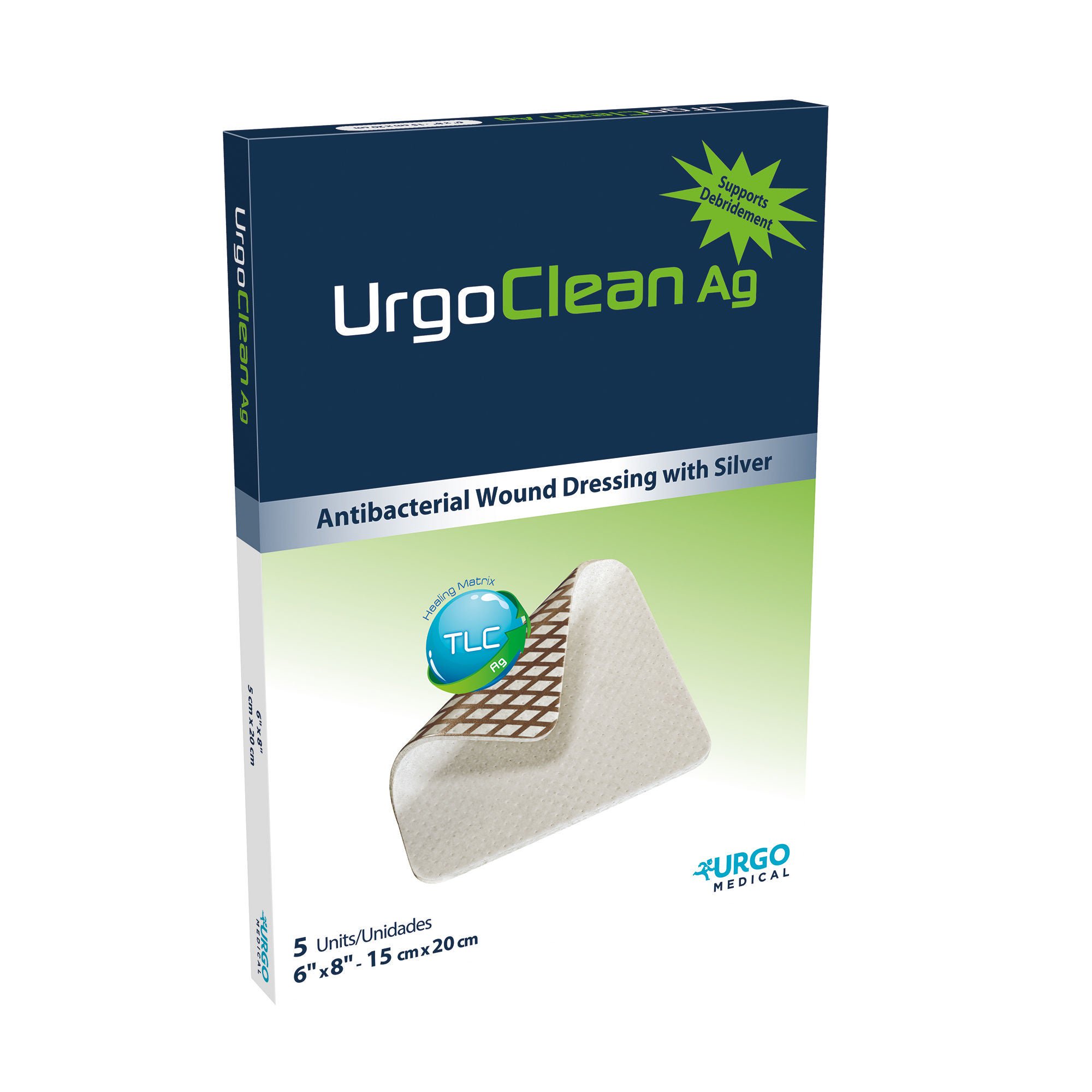 Urgo Medical North America LLC DRESSING, WND URGOCLEAN AG ANTI-BIOFILM SLVR 6"X8" (5/BX)