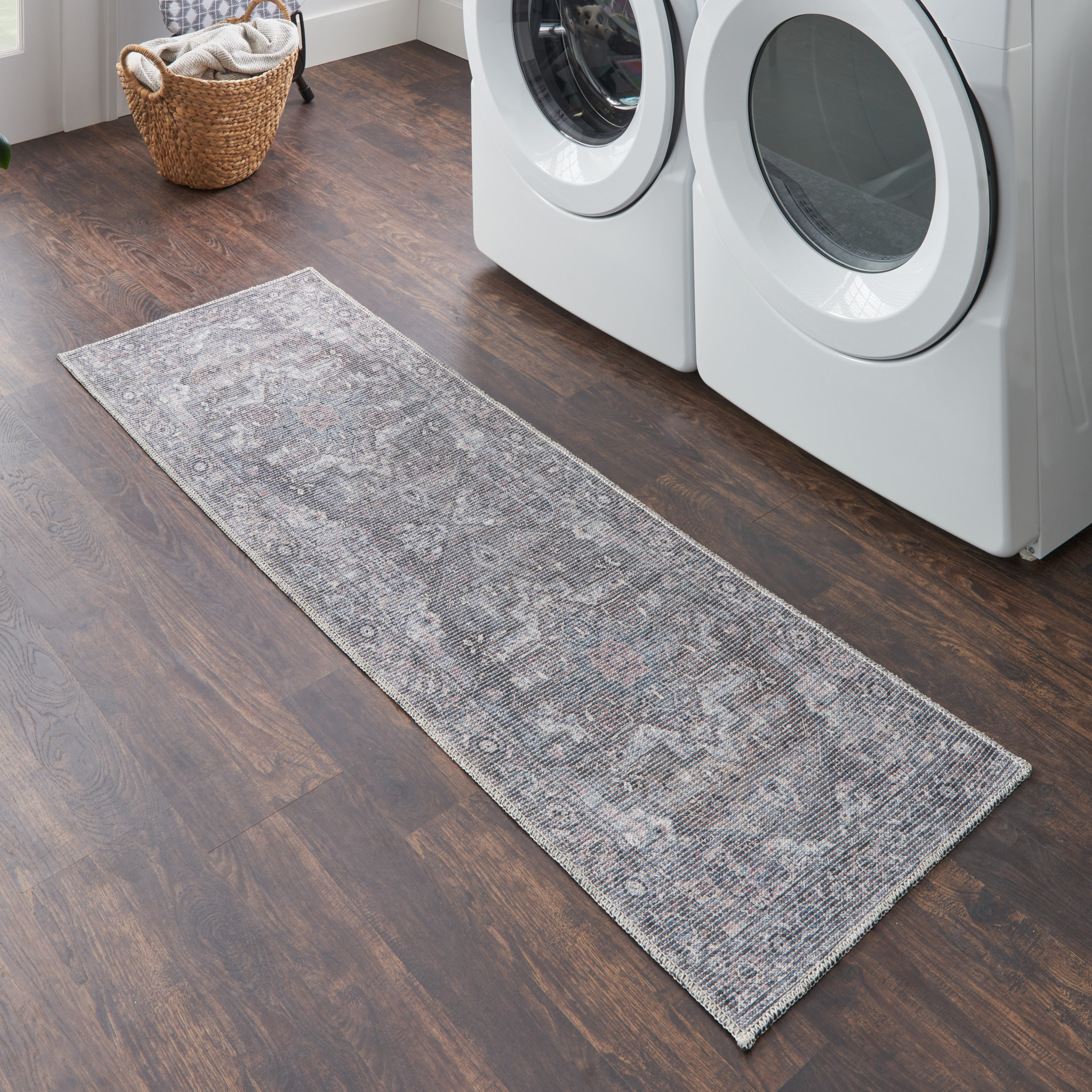 Nourison New Concept Washables 2' x 6' Grey Vintage Indoor Rug