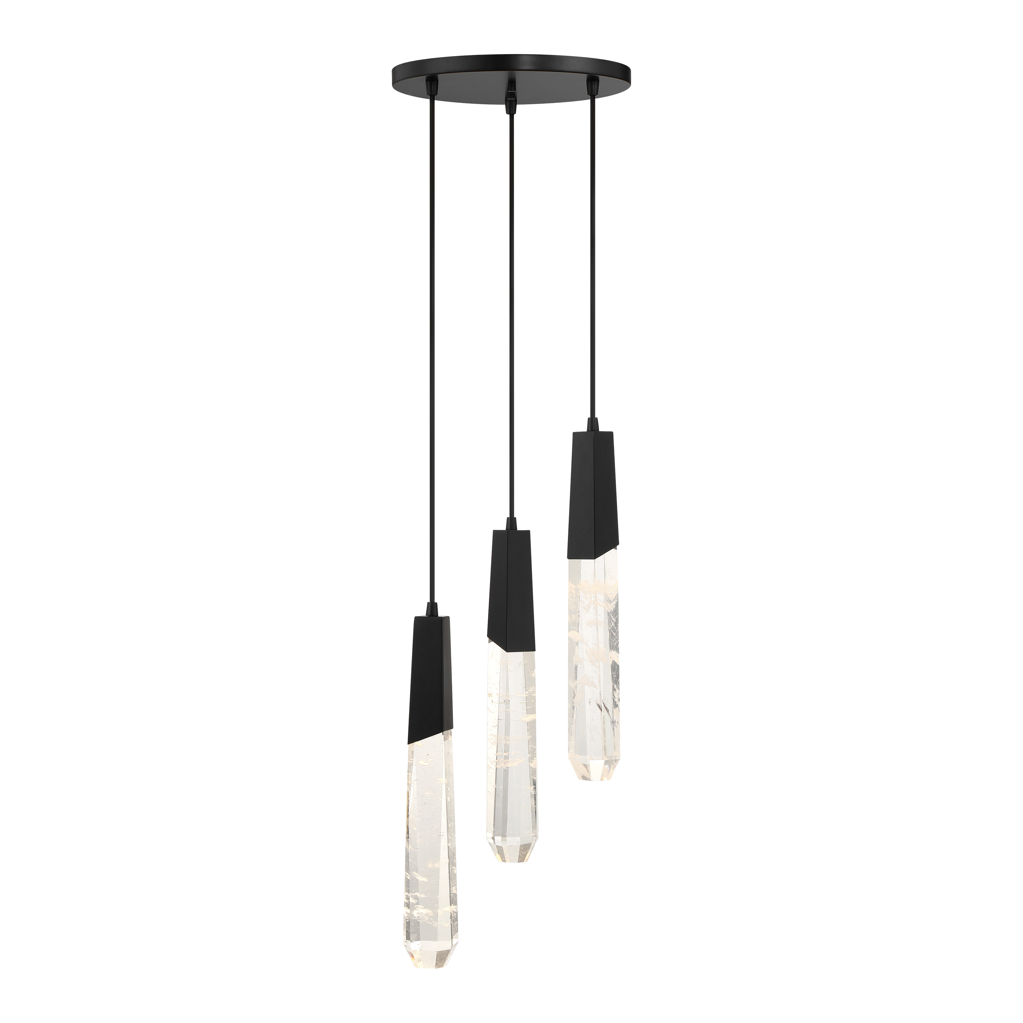 The Drifting Droplets pendant combines organic faux rock crystal with a bold coal black finish, creating a striking focal point. Its compact 11.6-inch width makes it perfect for intimate spaces or clustered installations. - alternate view