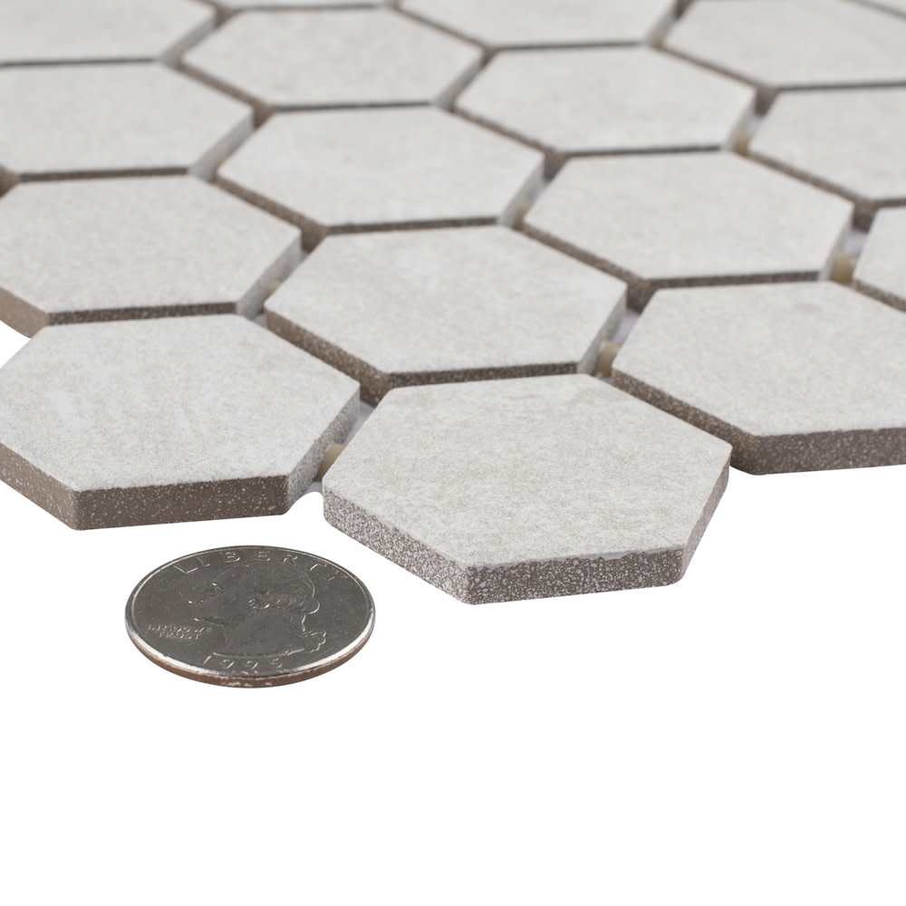 Sample – Liverpool Hex White Ceramic Mosaic Tile