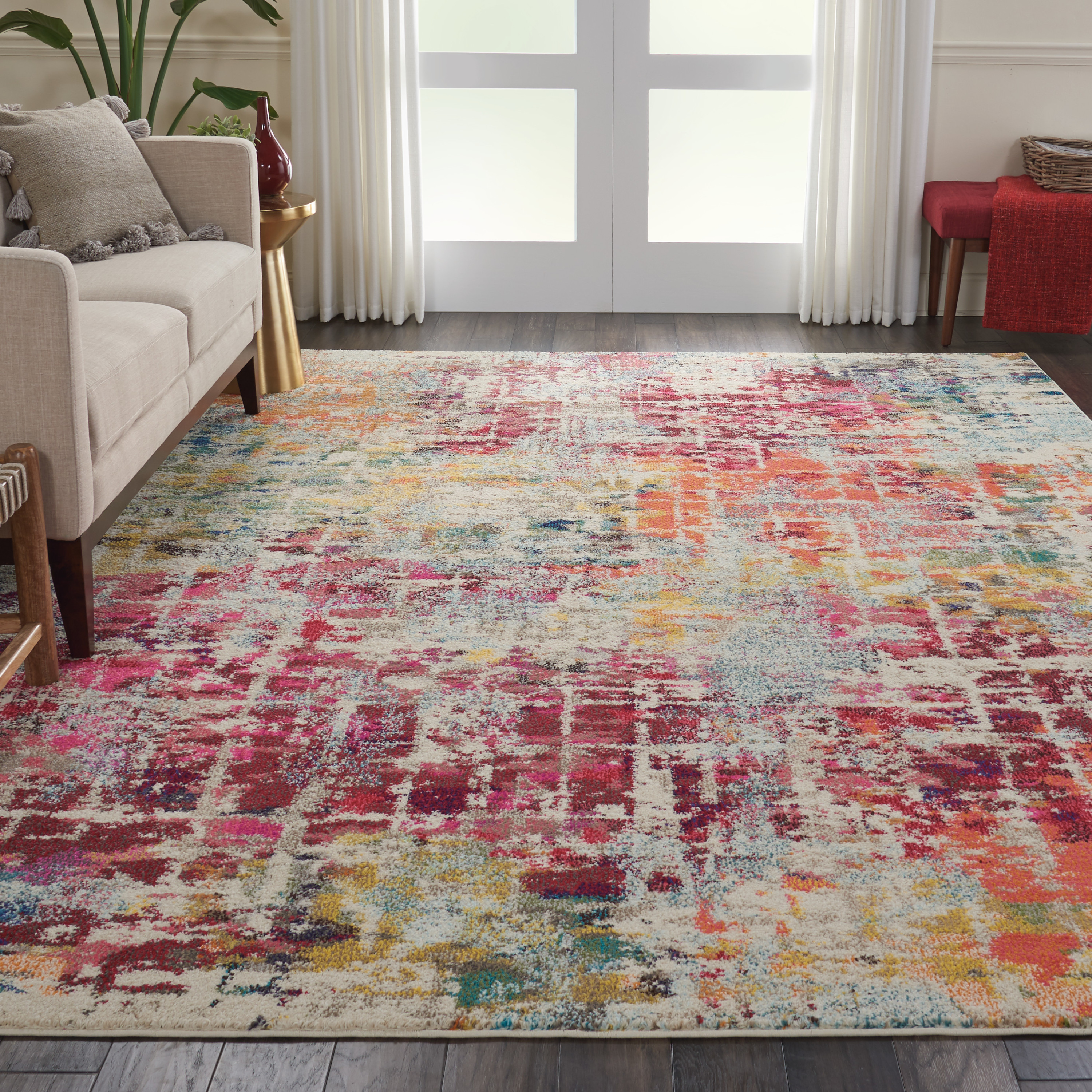 Nourison Celestial 7'10" x 10'6" Pink Multicolor Modern Indoor Rug