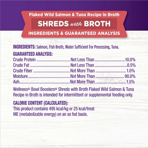 <p>Salmon, Fish Broth, Water Sufficient For Processing, Tuna.</p>
