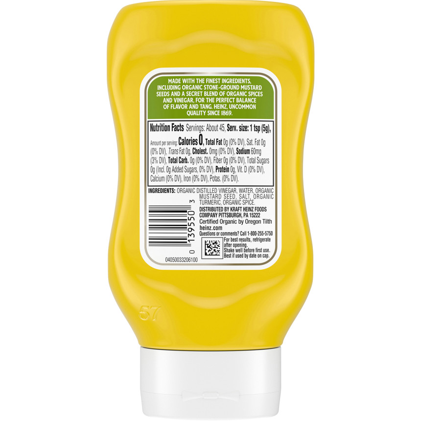 Heinz Heinz Organic Yellow Mustard Oz Bottle Heinz