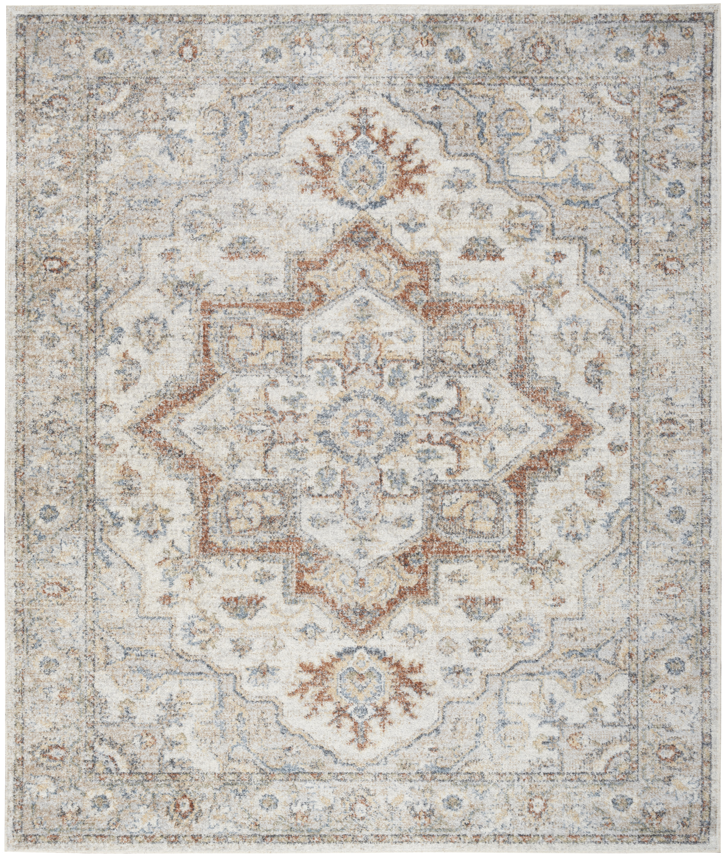 Nourison Astra Machine Washable 7' x 10' Grey Multicolor Vintage Indoor Rug