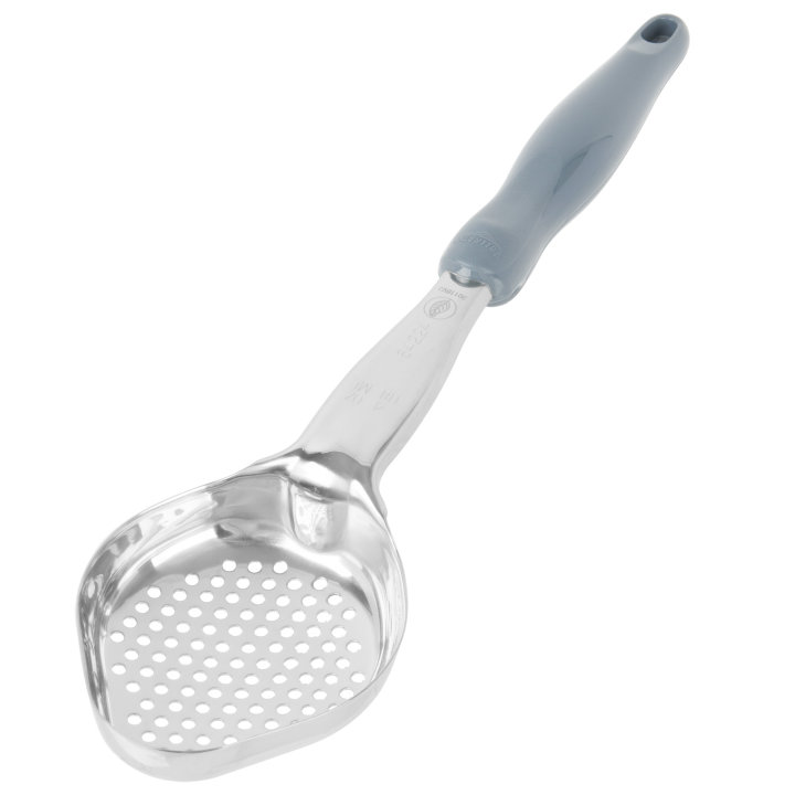 4-ounce one-piece heavy-duty perforated oval Spoodle® utensil with gray nylon handle