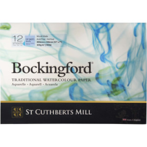 Bockingford Watercolor Pad, Cold Pressed, Glue Binding, 140lb/300gsm, 12 Sheet, 7x10 inch, 1 Count