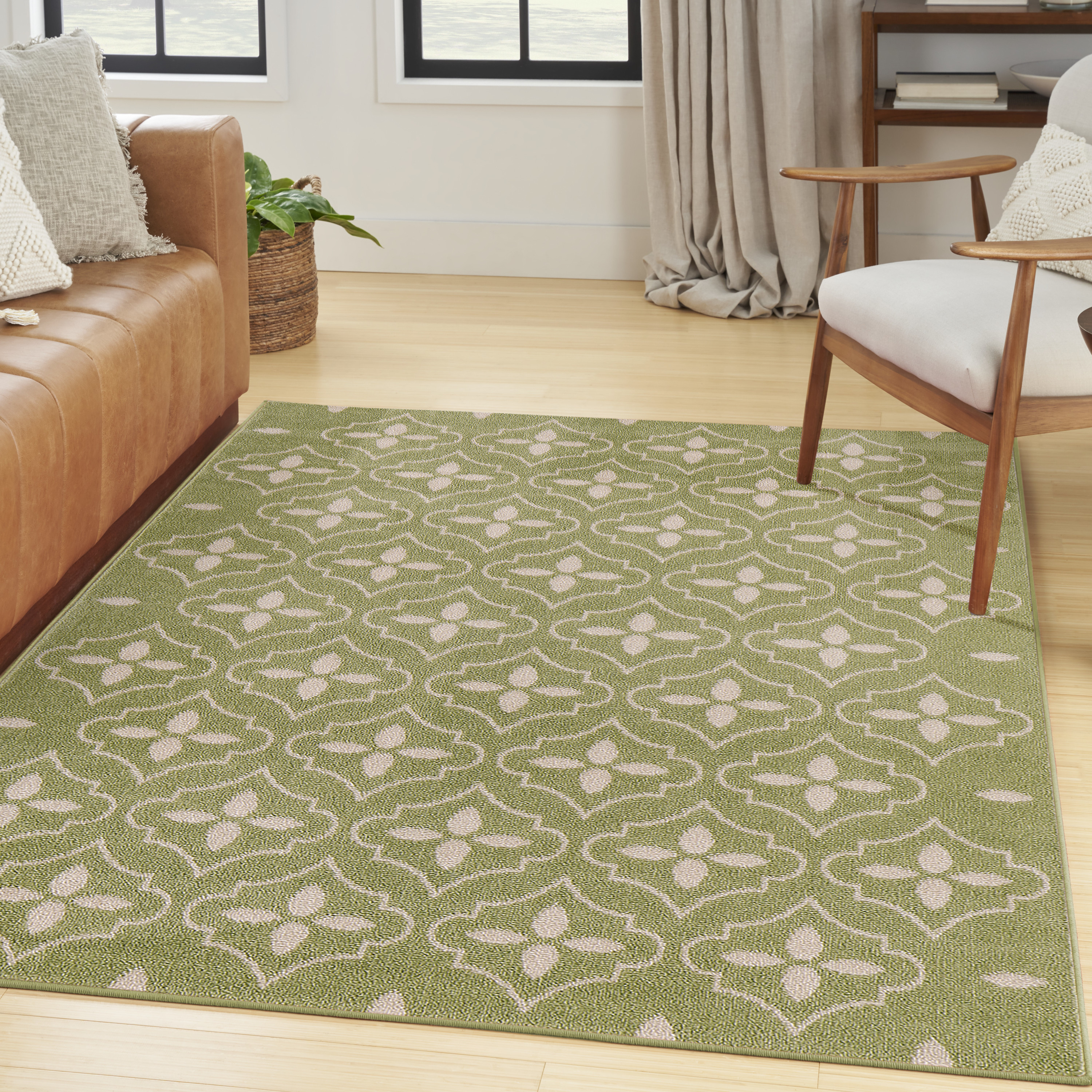 Nourison Nourison Essentials 4' x 6' Green Ivory Modern Rug
