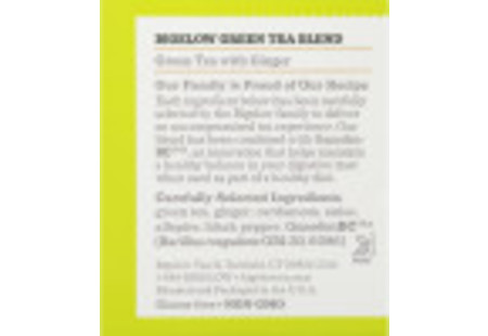 Ingredient panel of Green Tea with Ginger Plus Probiotics box