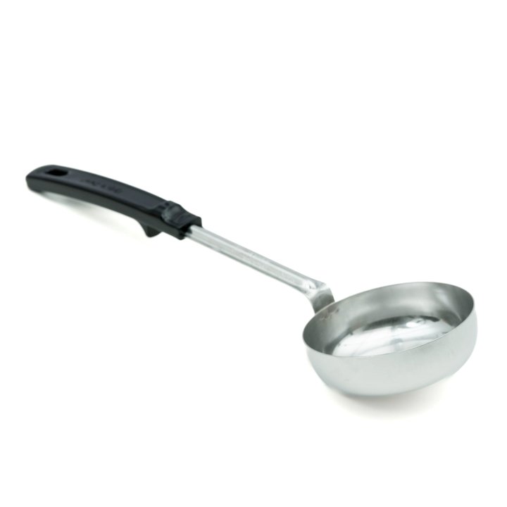 8-ounce solid round Spoodle® utensil with black Grip ‘n Serv® handle