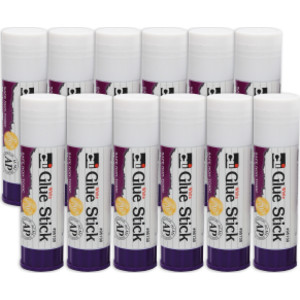 Economy Glue Sticks, White, 1.3 oz., 12-count