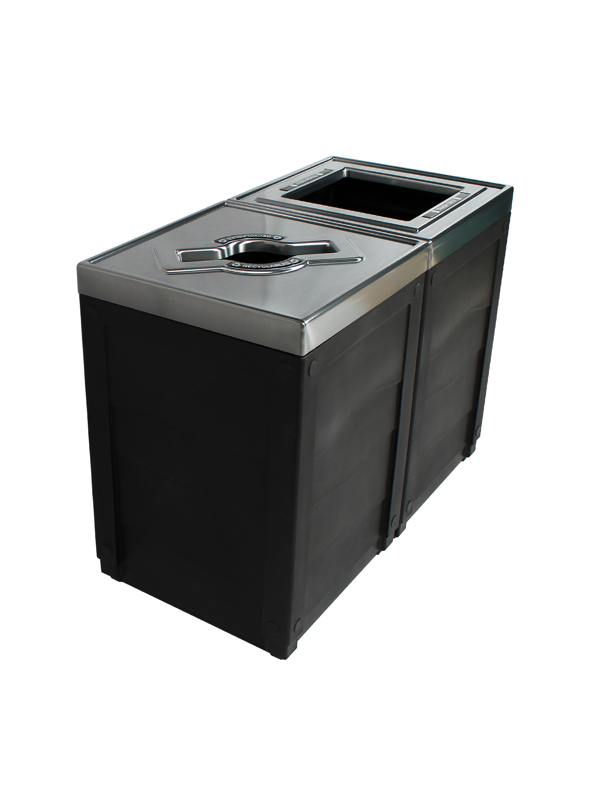 EVOLVE – Double – Kit – Recyclables-Trash – Mixed-Full – Black