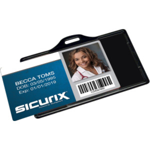 Badge Dispensers, Horizontal, Black, Pack of 25