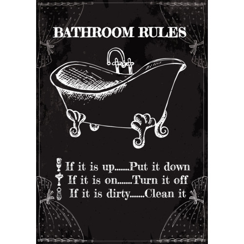 Bathroom Rules Novelty Sign (10