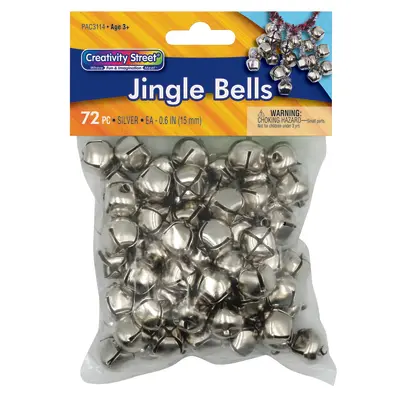 Creativity Street  Jingle Bells, Silver, 5⁄8", 72 Pieces