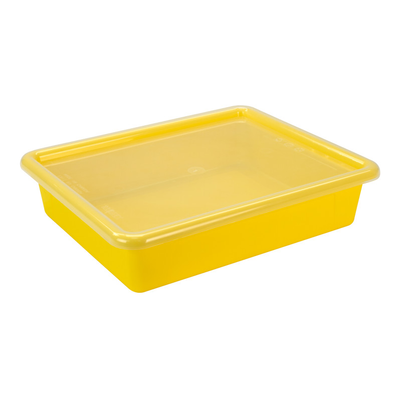 Flat Storage Tray with Lid, Yellow