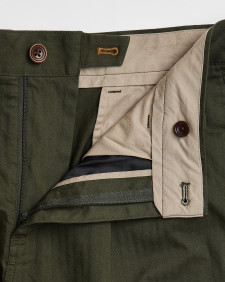 Herringbone Cotton Trousers Classic Green