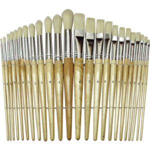Beginner Paint Brushes, Preschool Brush Set, 6" to 8" long, 24 Brushes