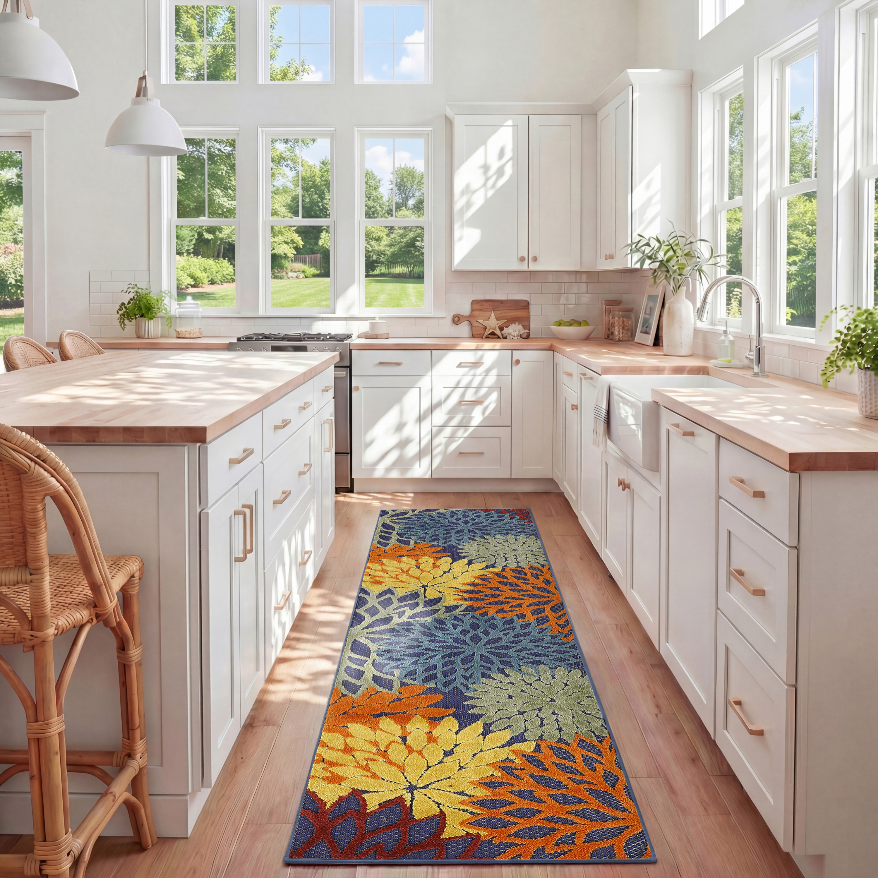 Nourison Aloha 2' x 6' Navy Multicolor Outdoor Rug