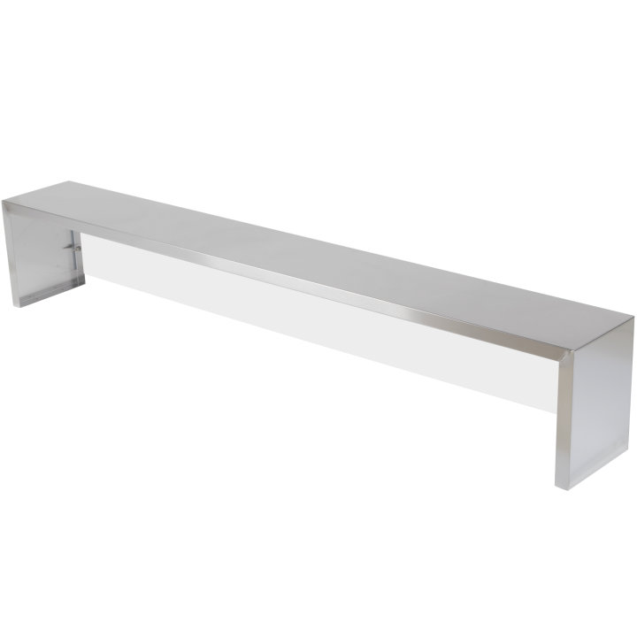 76-inch Servewell® stainless steel single-deck overshelf with cafeteria-style breath guard