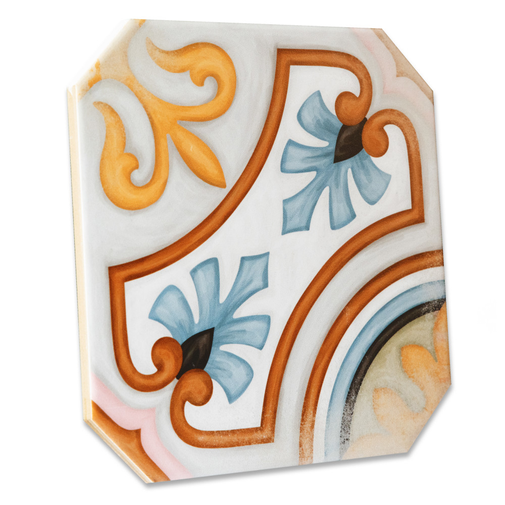 Vaudeville Octagon Deco Diglas with Taco Antracita 7-7/8 in. x 7-7/8 in. Porcelain Floor and Wall Tile