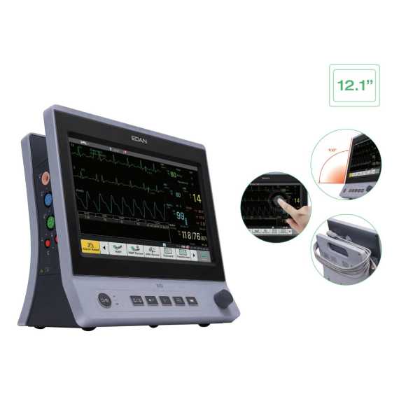 Patient Monitor with 12.1" Touch Screen, ECG, SPO2, NIBP, CO2, Respiratory Rate and Printer