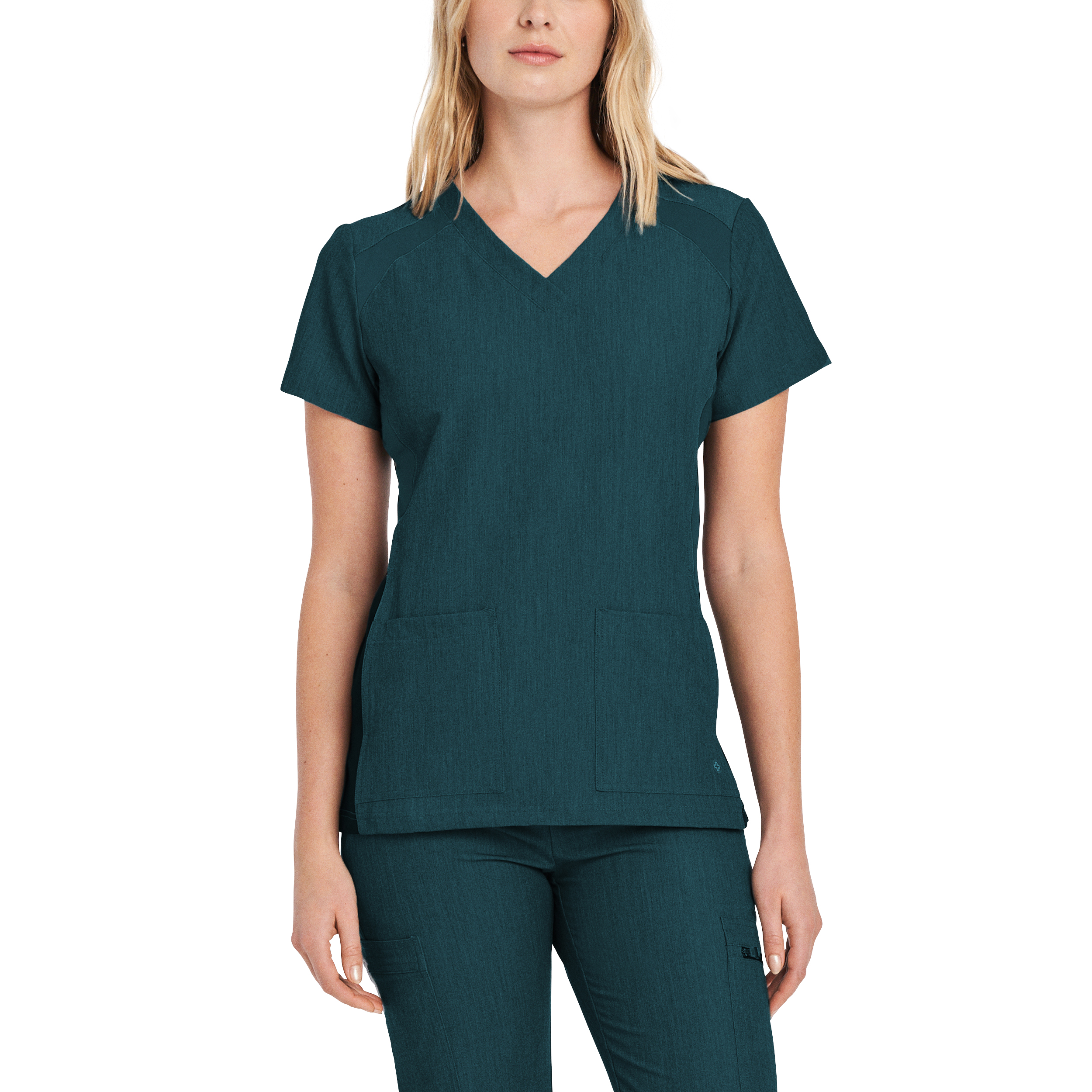 White Cross V-Tess Women‘s 4-Pocket V-Neck Scrub Top-White Cross