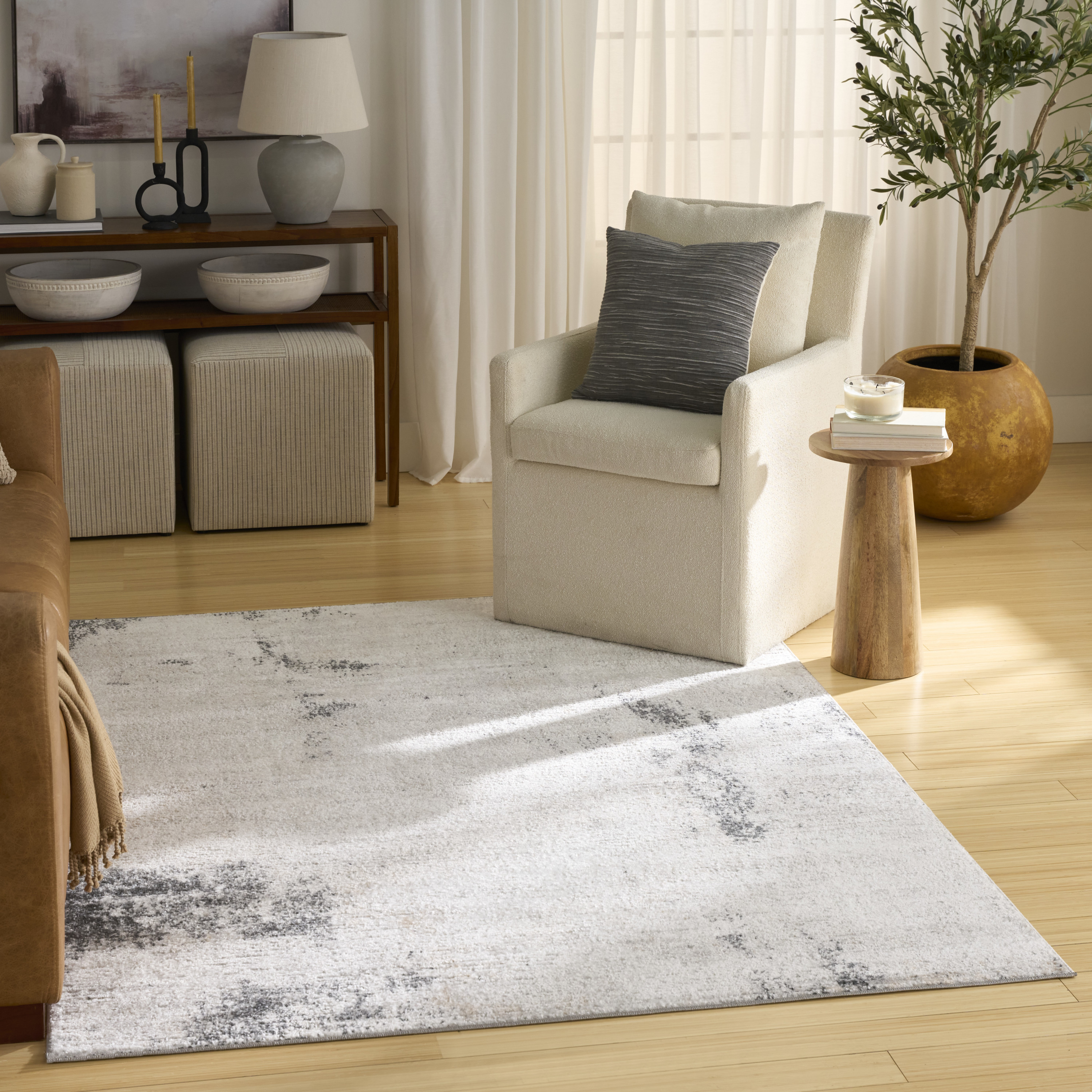 Nourison Dekor 4' x 6' Grey Charcoal Modern Indoor Rug