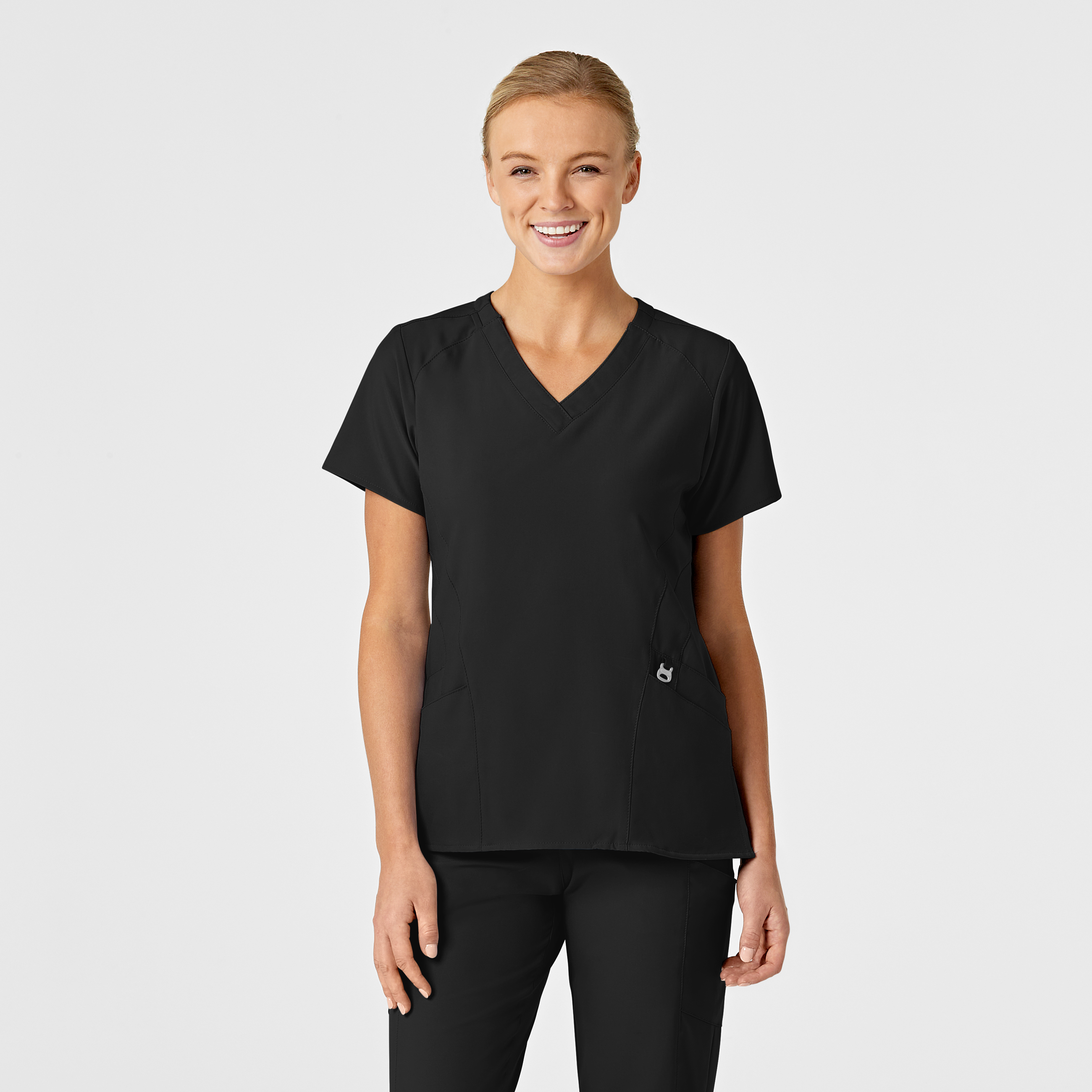 W123 Women‘s Stylized V-Neck Scrub Top-Wonder Wink