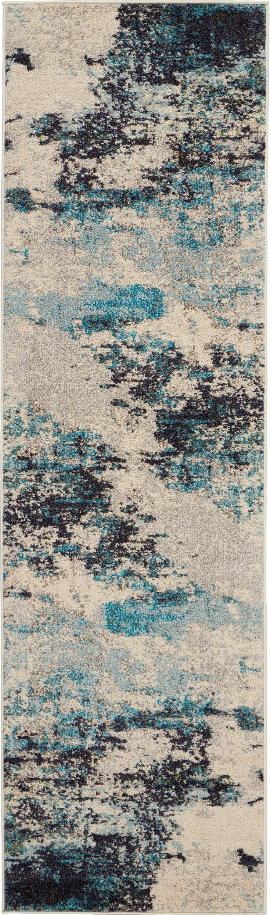 Nourison Celestial 2'2" x 7'6" Ivory Teal Blue Modern Indoor Rug
