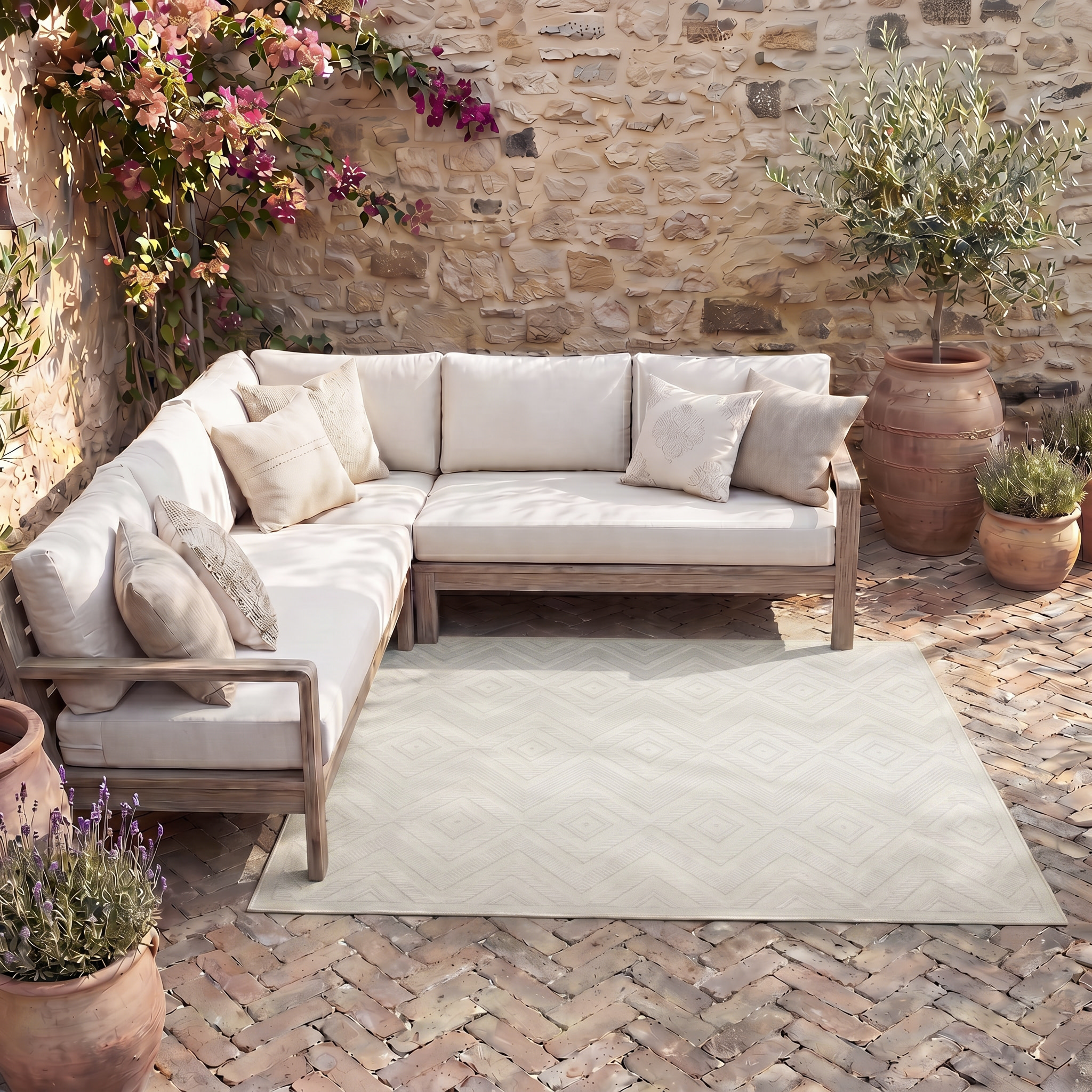 Nourison Versatile 5' x Square Ivory White Modern Rug