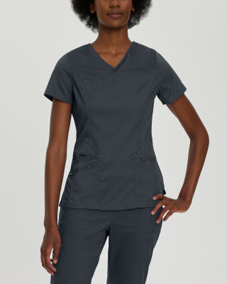 ProFlex 4161 Ladies 3 Pocket Faux Wrap Scrub Top by Landau-Landau