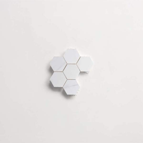 clé lapidary: legacy | hex mosaic sheet | honed | white dolomite | sample 