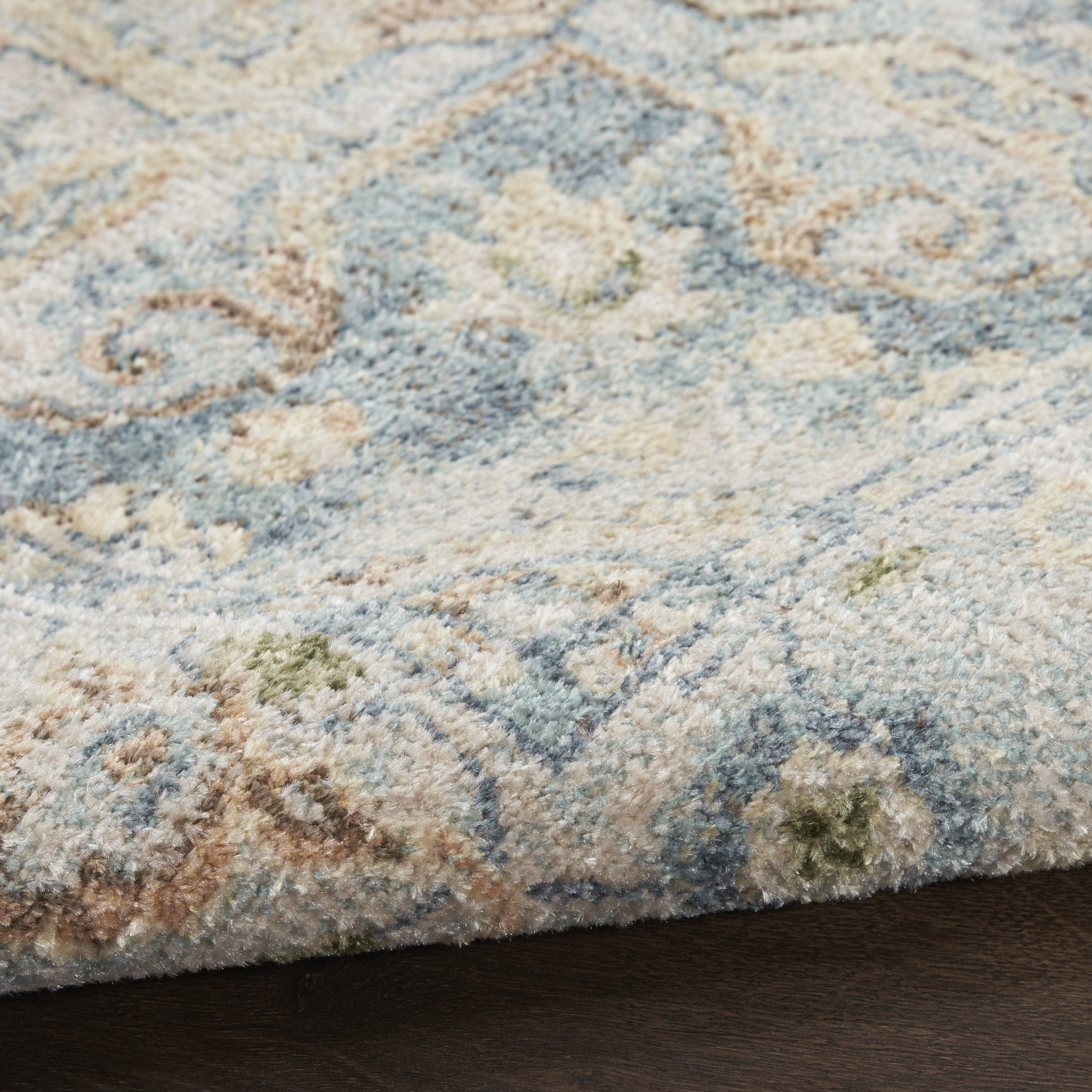 Nourison Astra Machine Washable 5'3" x 7' Beige Blue Vintage Indoor Rug