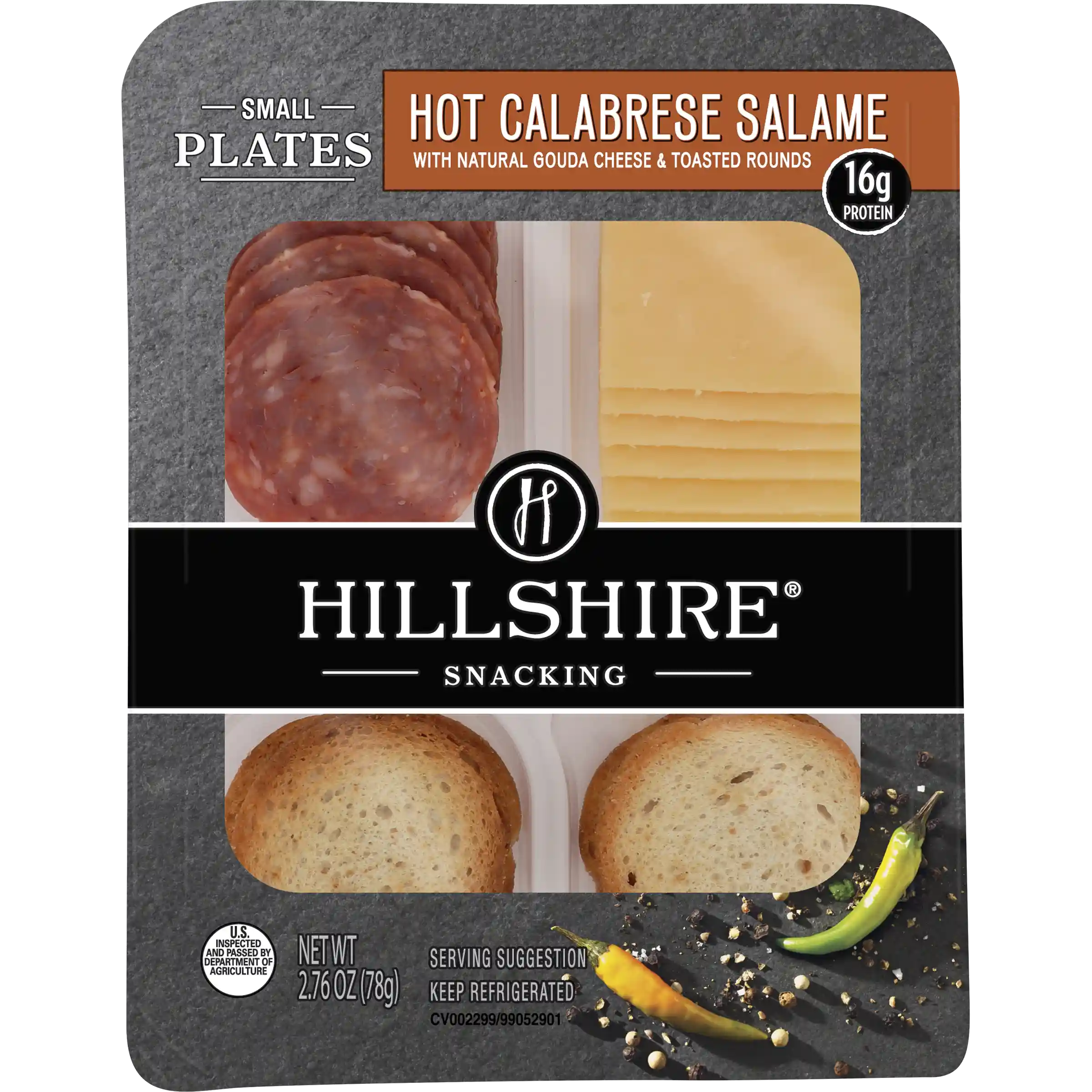 Hillshire® Snacking Small Plates, Hot Calabrese Salame Deli Lunch Meat with Gouda Cheese, 2.76 oz_image_11
