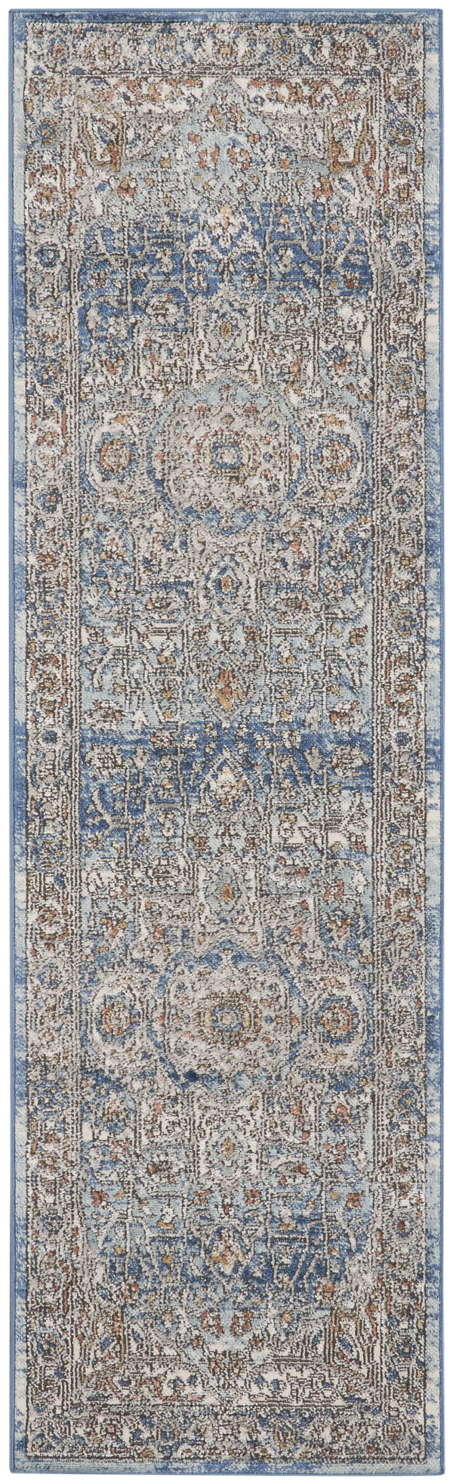 Nourison Quarry 2'2" x 7'6" Ivory Blue Vintage Indoor Rug