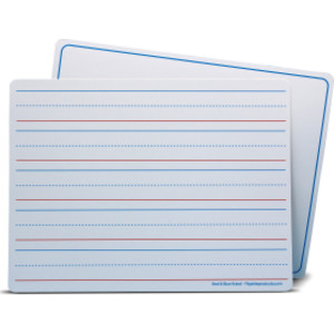 Dry Erase Learning Mat, Two-Sided Red & Blue Ruled/Plain, 9" x 12", Pack of 12