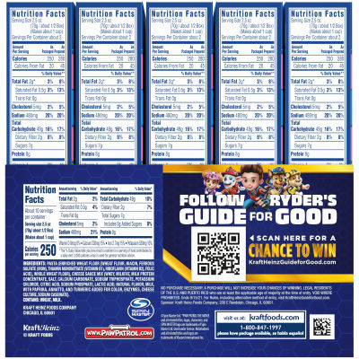 Kraft Macaroni & Cheese Dinner Nickelodeon Paw Patrol Ready Race Rescue, 5 ct Pack, 5.5 oz Boxes