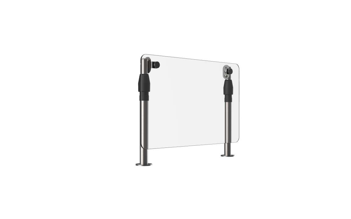 24-inch-wide adjustable breath guard with flat acrylic panel and mounting posts