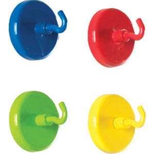 Super Strong Magnetic Hooks, Assorted Colors, Pack of 4