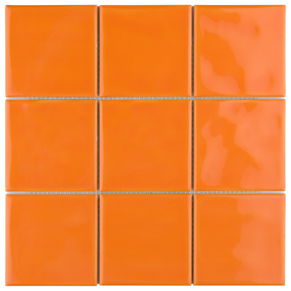 Twist Square Orange Sunset 11-3/4 in. x 11-3/4 in. Ceramic Mosaic Tile