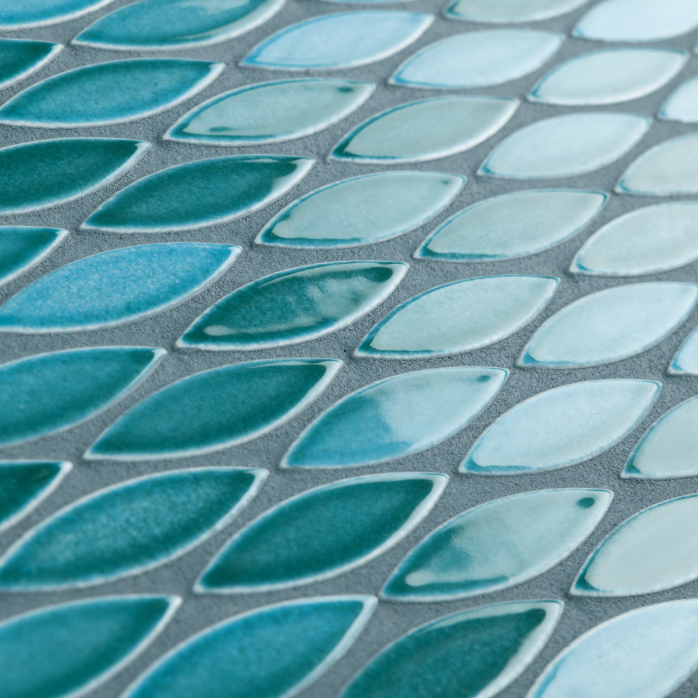 Pescado Glossy Agua 12 in. x 12-1/2 in. Porcelain Mosaic Tile