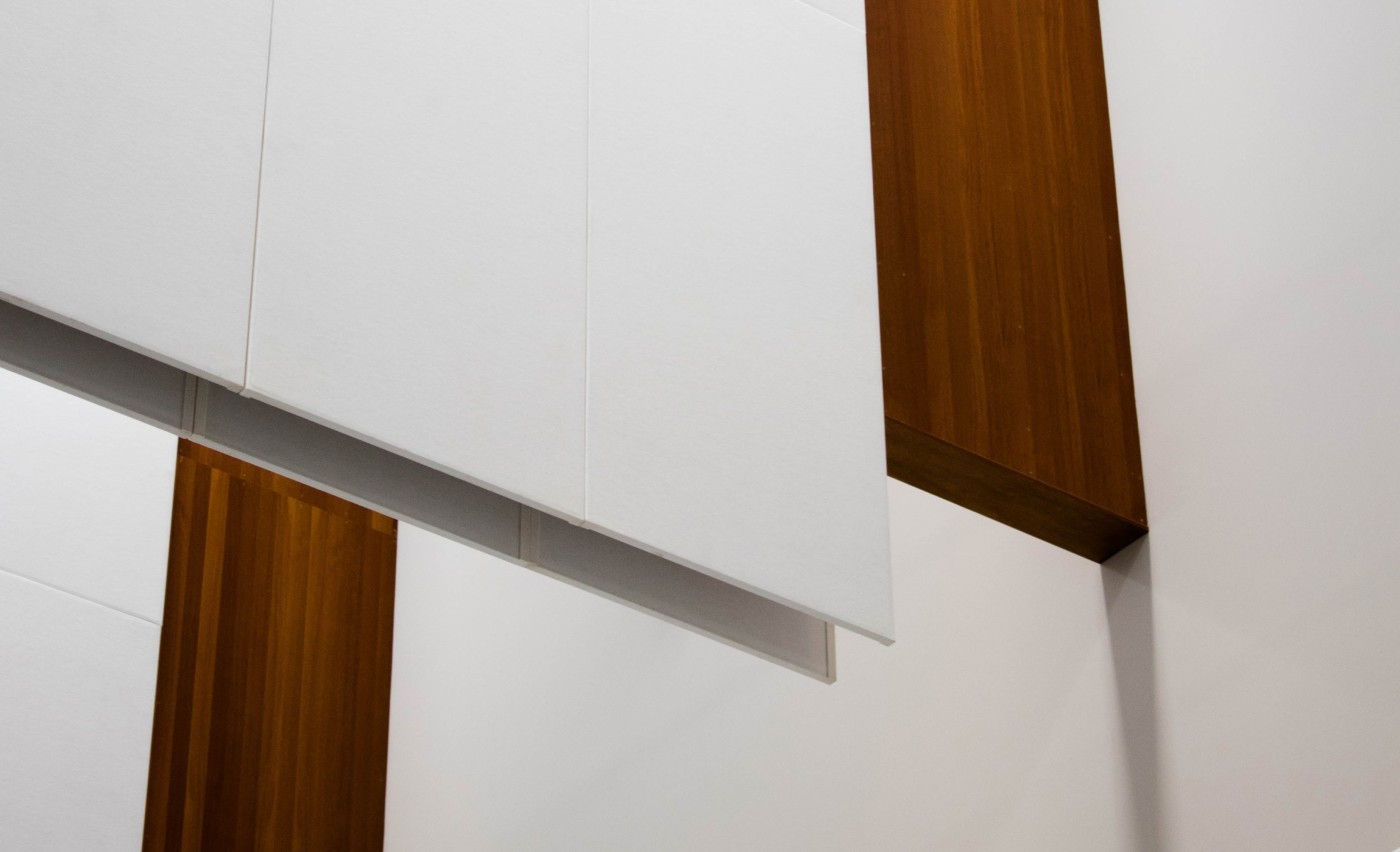 an image of a white and wood wall.