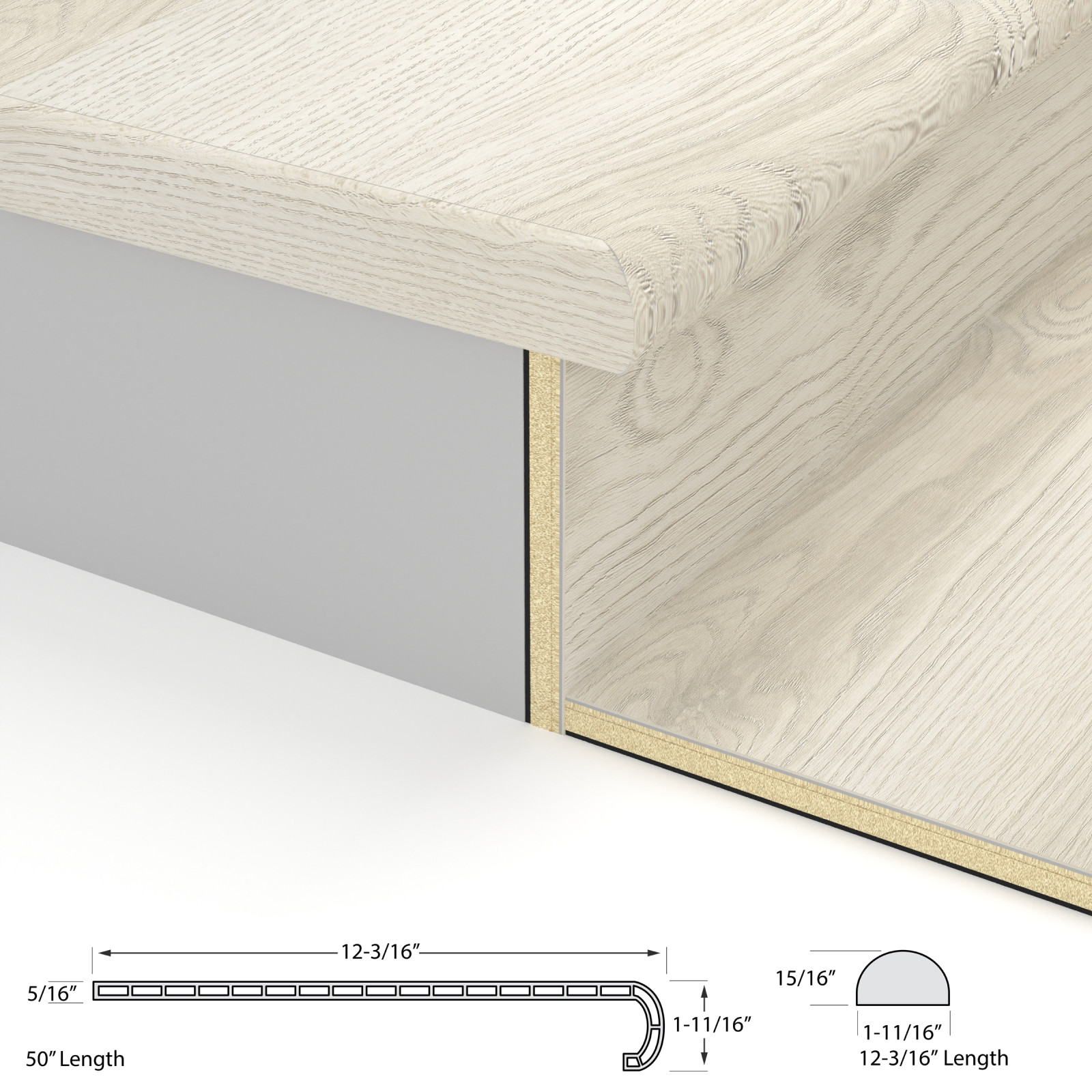 Crystal Crescent Laguna Vinyl Stair Tread w/ Cap view 4