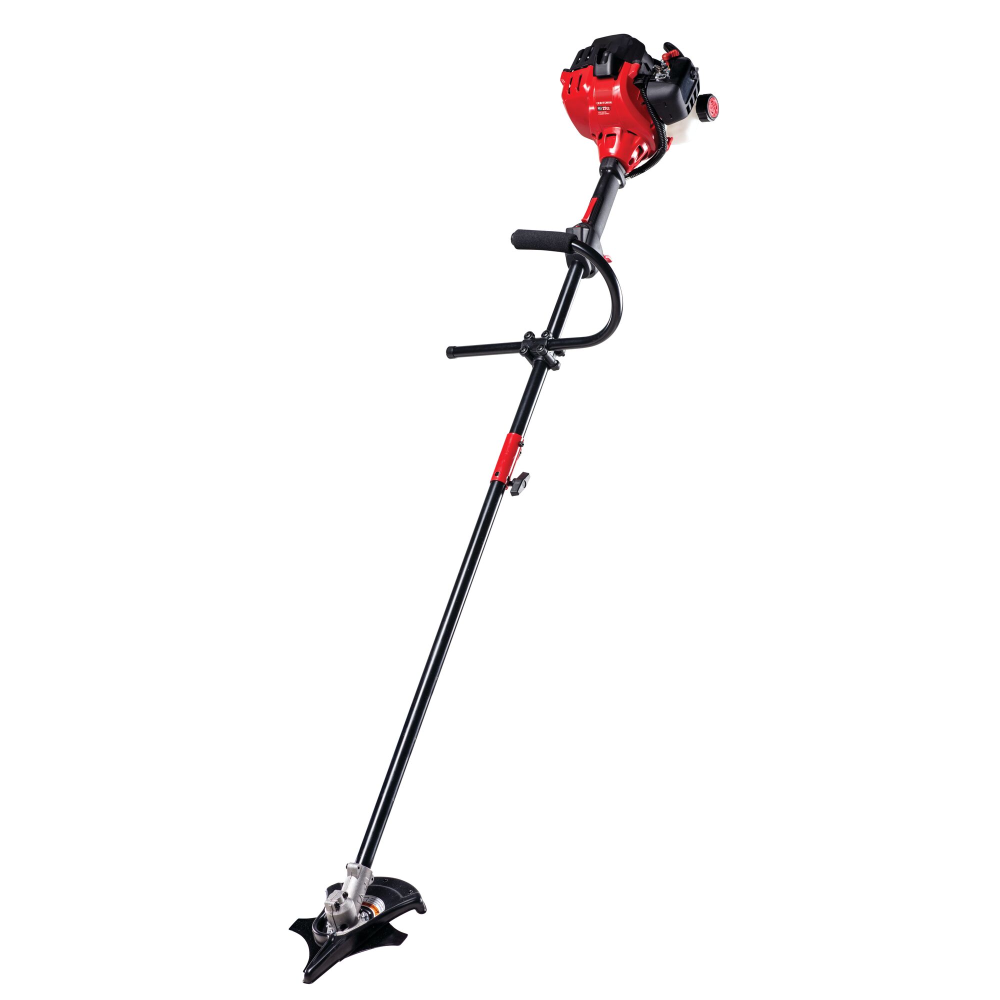 Right profile of 2 Cycle 18 inch attachment capable straight shaft brushcutter with bump head.