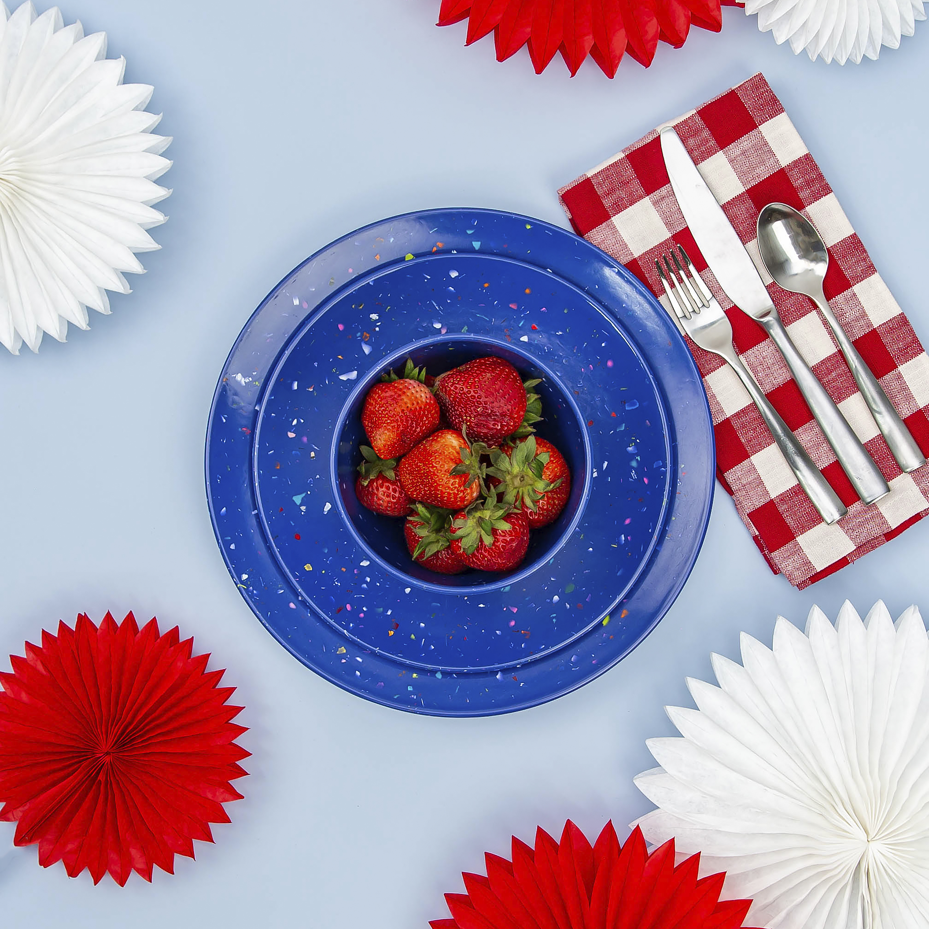 Confetti Dinner Plate, Salad Plate and Bowl Dinnerware Set, Blue, 12-piece set slideshow image 3 Confetti Dinner Plate, Salad Plate and Bowl Dinnerware Set, Blue, 12-piece set slideshow image 3